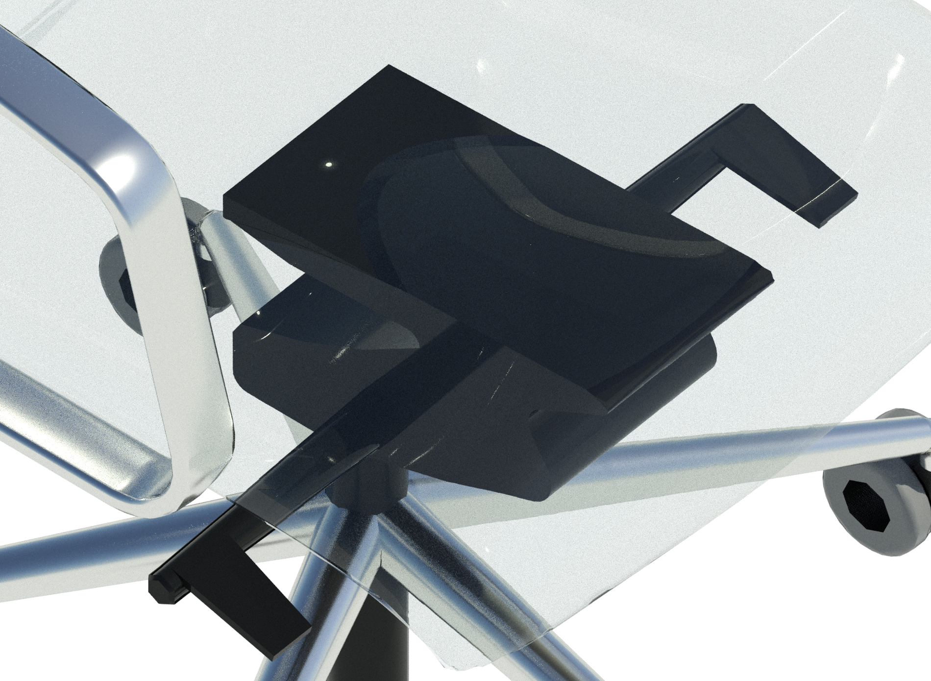 Closer look at a Revit render of Manual weight adjustment chair mechanism.